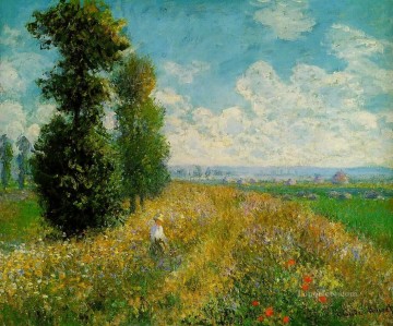  POP Oil Painting - Meadow with Poplars aka Poplars near Argenteuil Claude Monet